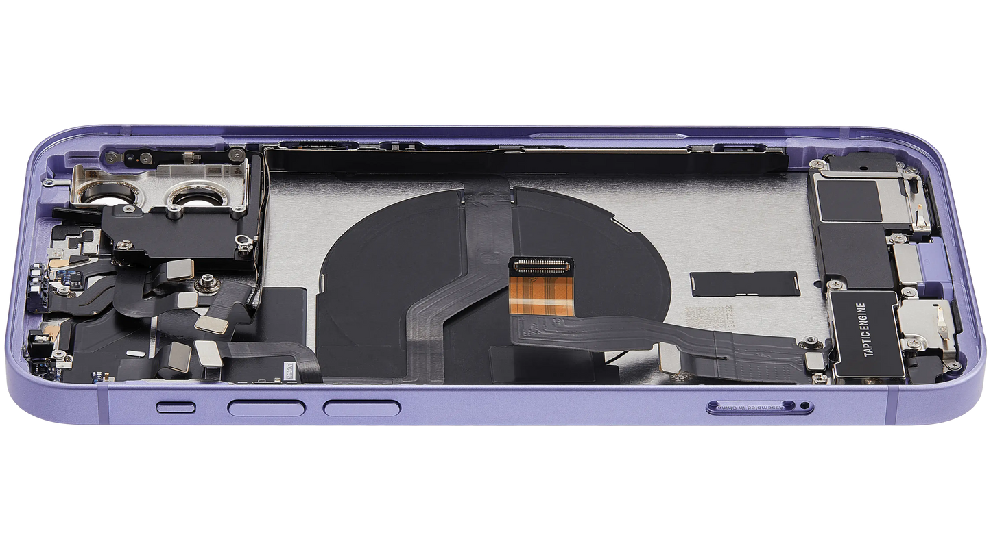 Back Housing W/ Charging Port Flex & Small Parts For iPhone 12 (US Version) (Used OEM Pull: Grade C) (Purple)