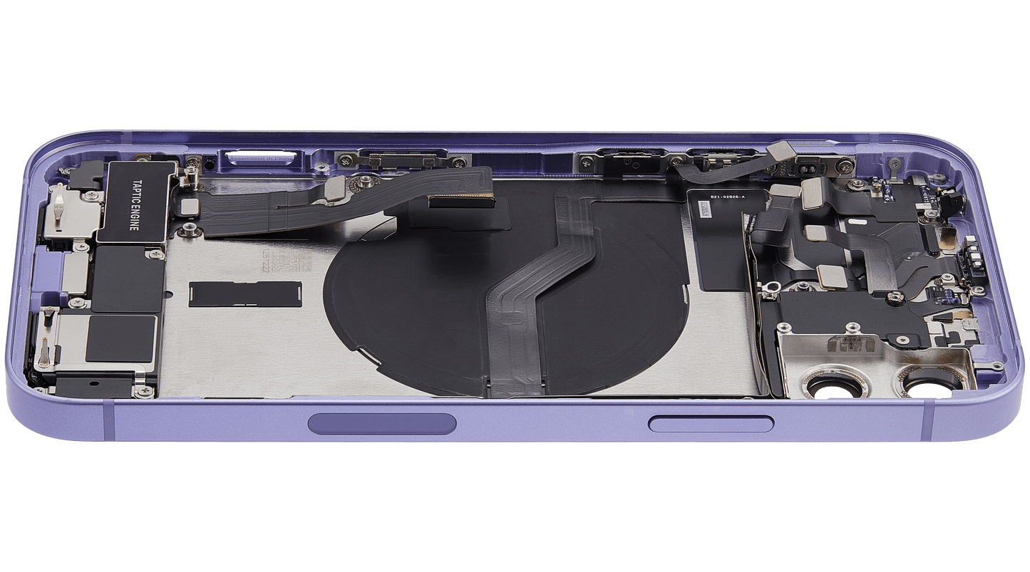 Back Housing W/ Charging Port Flex & Small Parts For iPhone 12 (US Version) (Used OEM Pull: Grade C) (Purple)