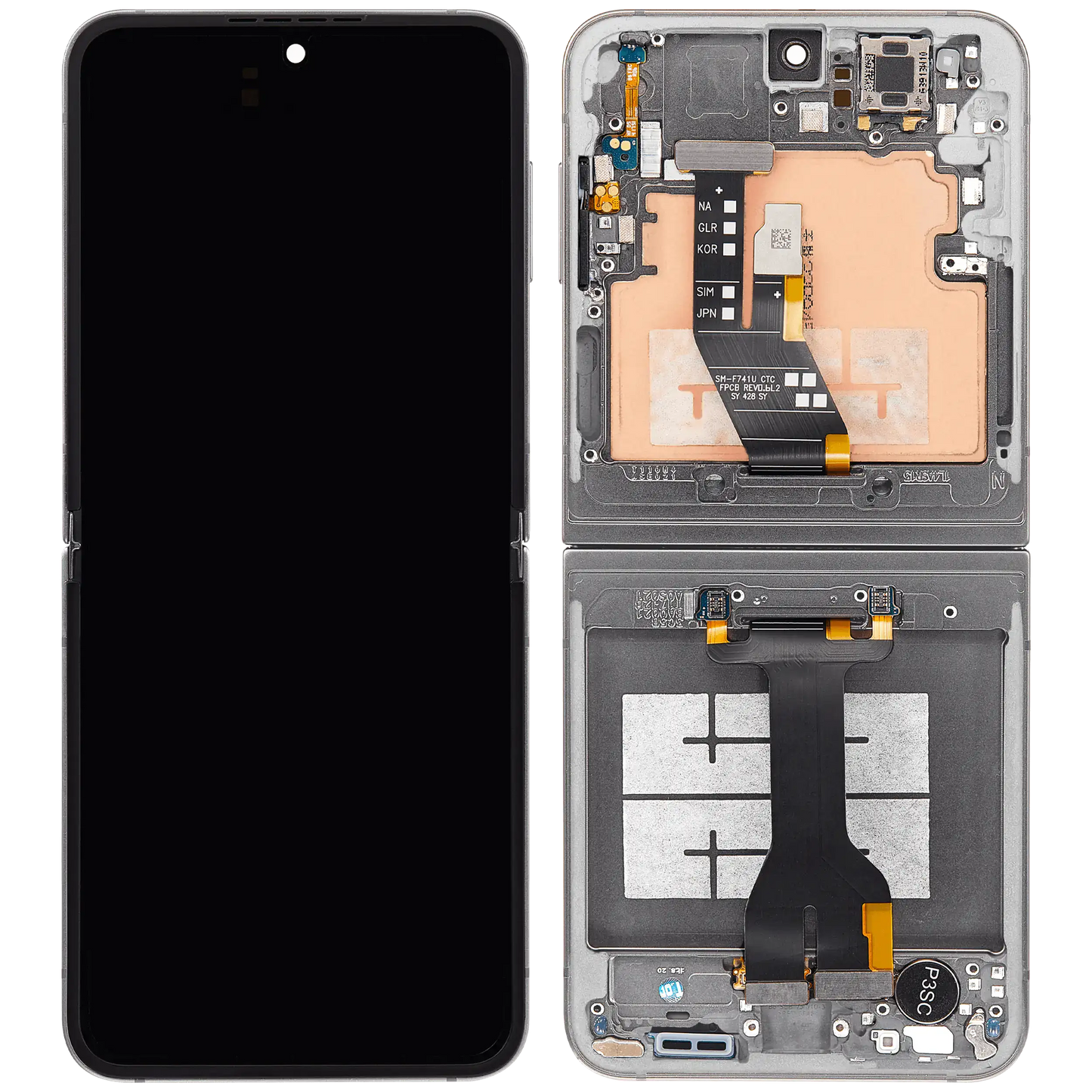 Inner OLED Assembly With Frame For Samsung Galaxy Z Flip 6 5G (US & International) (Refurbished) (Silver Shadow)