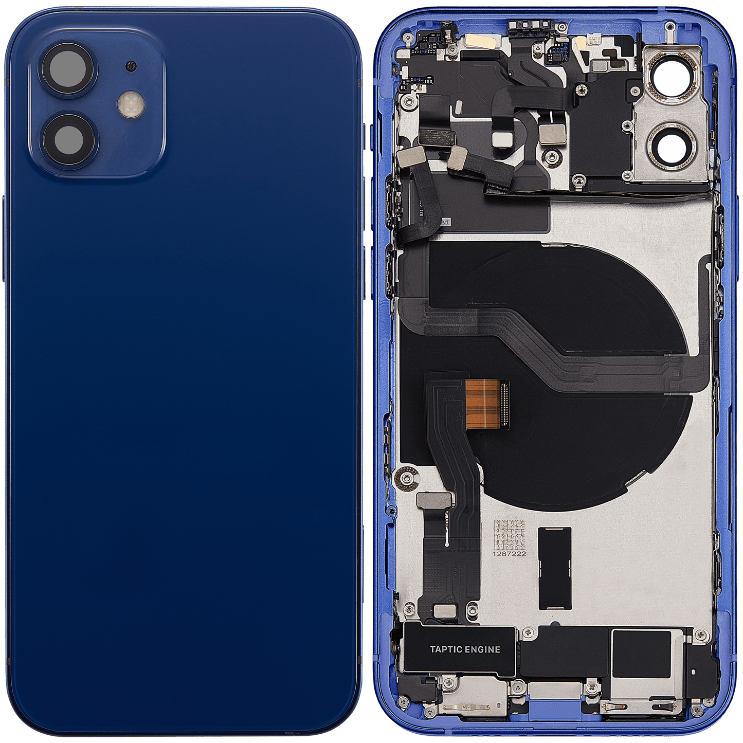Back Housing W/ Charging Port Flex & Small Parts For iPhone 12 (US Version) (Used OEM Pull: Grade C) (Blue)