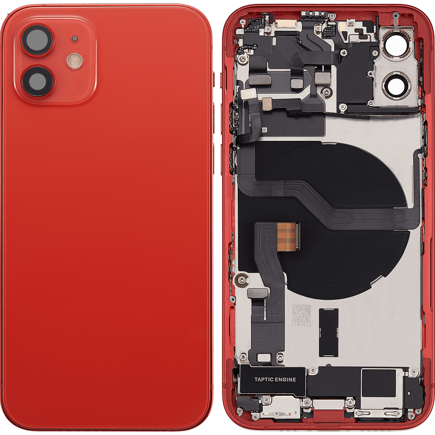 Back Housing W/ Charging Port Flex & Small Parts For iPhone 12 (US Version) (Used OEM Pull: Grade B) (Red)