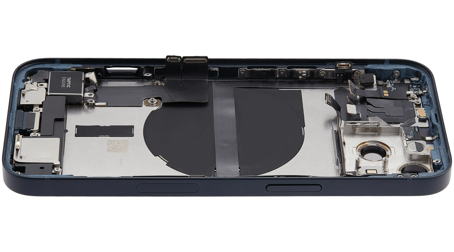 Back Housing W/ Charging Port Flex & Small Parts For iPhone 13 (US Version) (Used OEM Pull: Grade A) (Midnight)