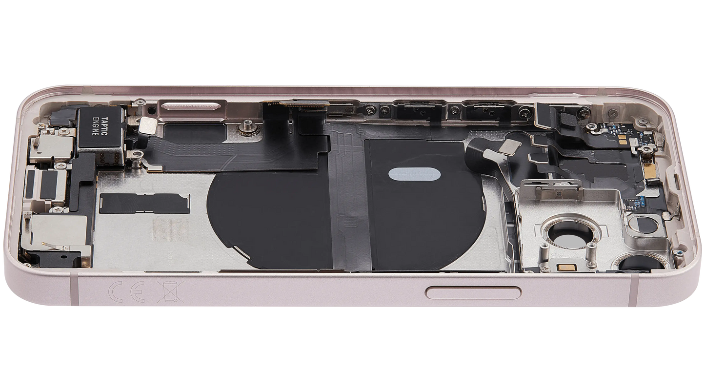 Back Housing W/ Charging Port Flex & Small Parts For iPhone 13 Mini (EU / Global Version) (Used OEM Pull: Grade A) (Pink)