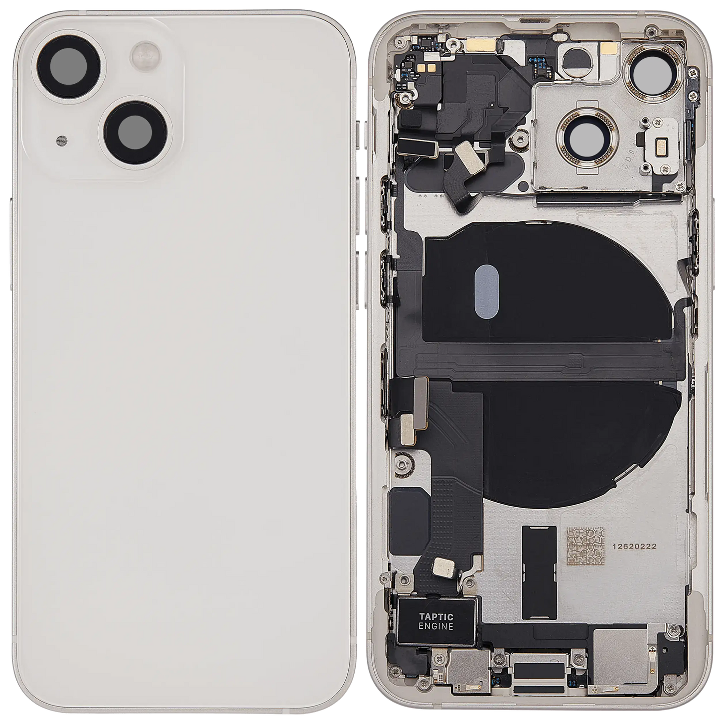 Back Housing W/ Charging Port Flex & Small Parts For iPhone 13 Mini (US Version) (Used OEM Pull: Grade A) (Starlight)