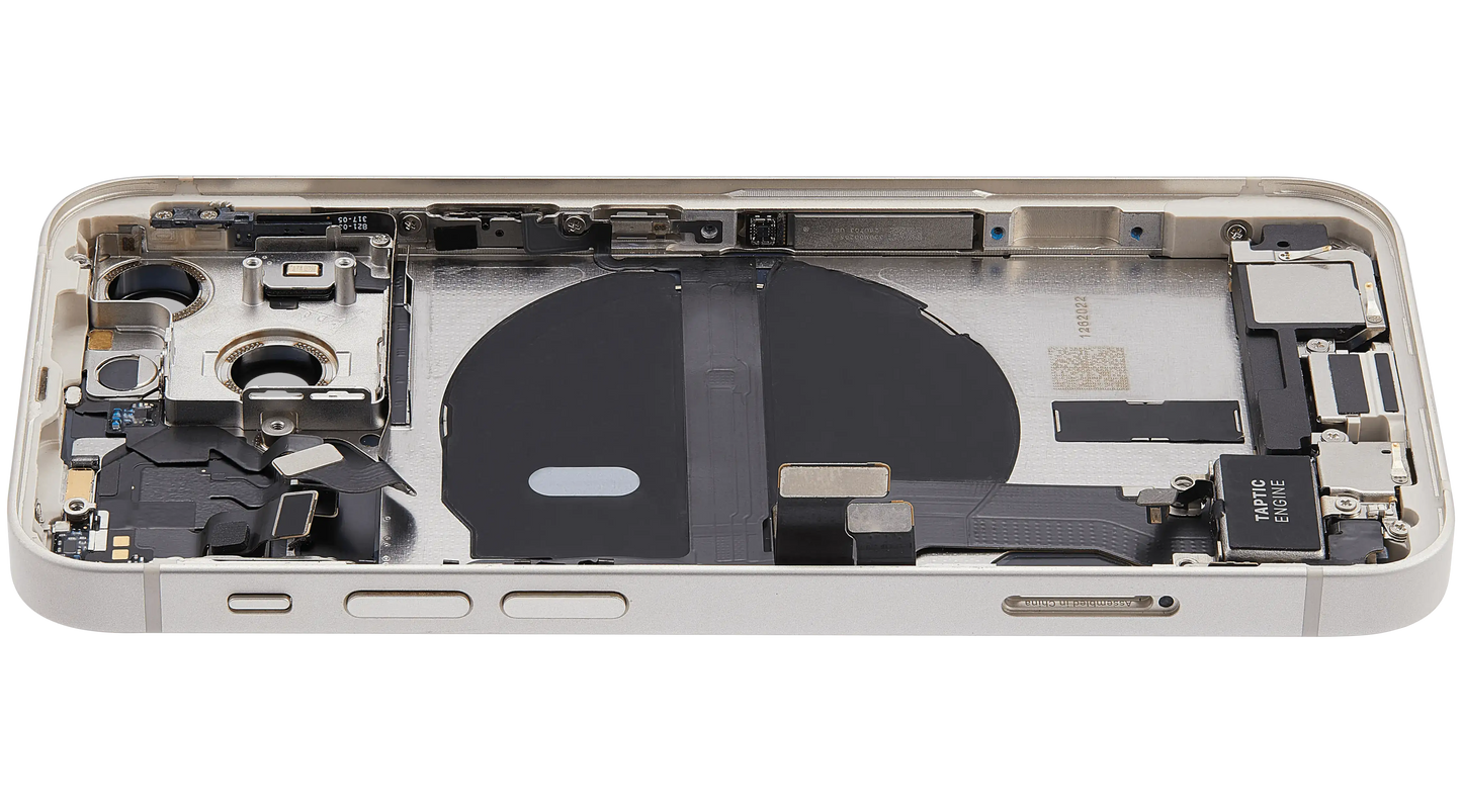 Back Housing W/ Charging Port Flex & Small Parts For iPhone 13 Mini (US Version) (Used OEM Pull: Grade A) (Starlight)