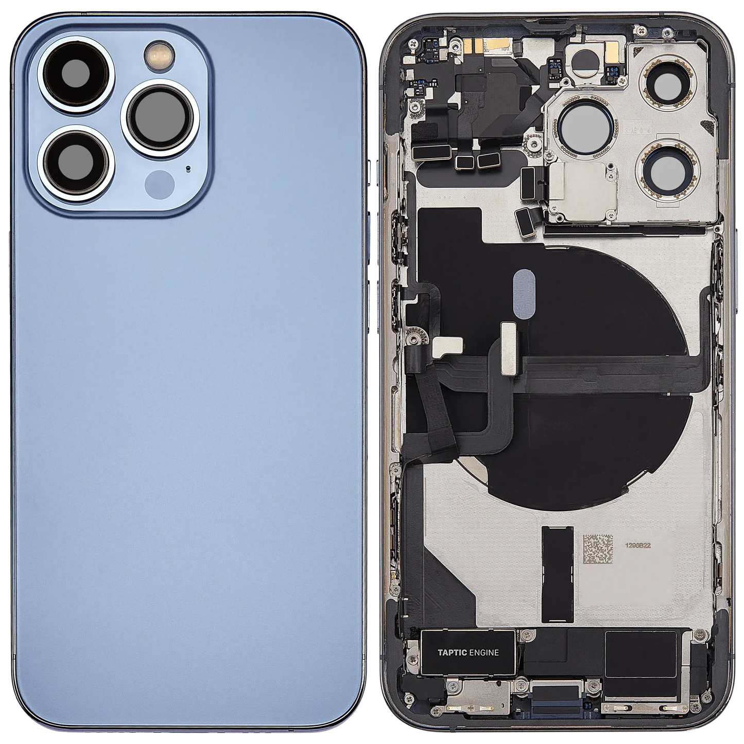 Back Housing W/ Charging Port Flex & Small Parts For iPhone 13 Pro (EU / Global Version) (Used OEM Pull: Grade C) (Sierra Blue)