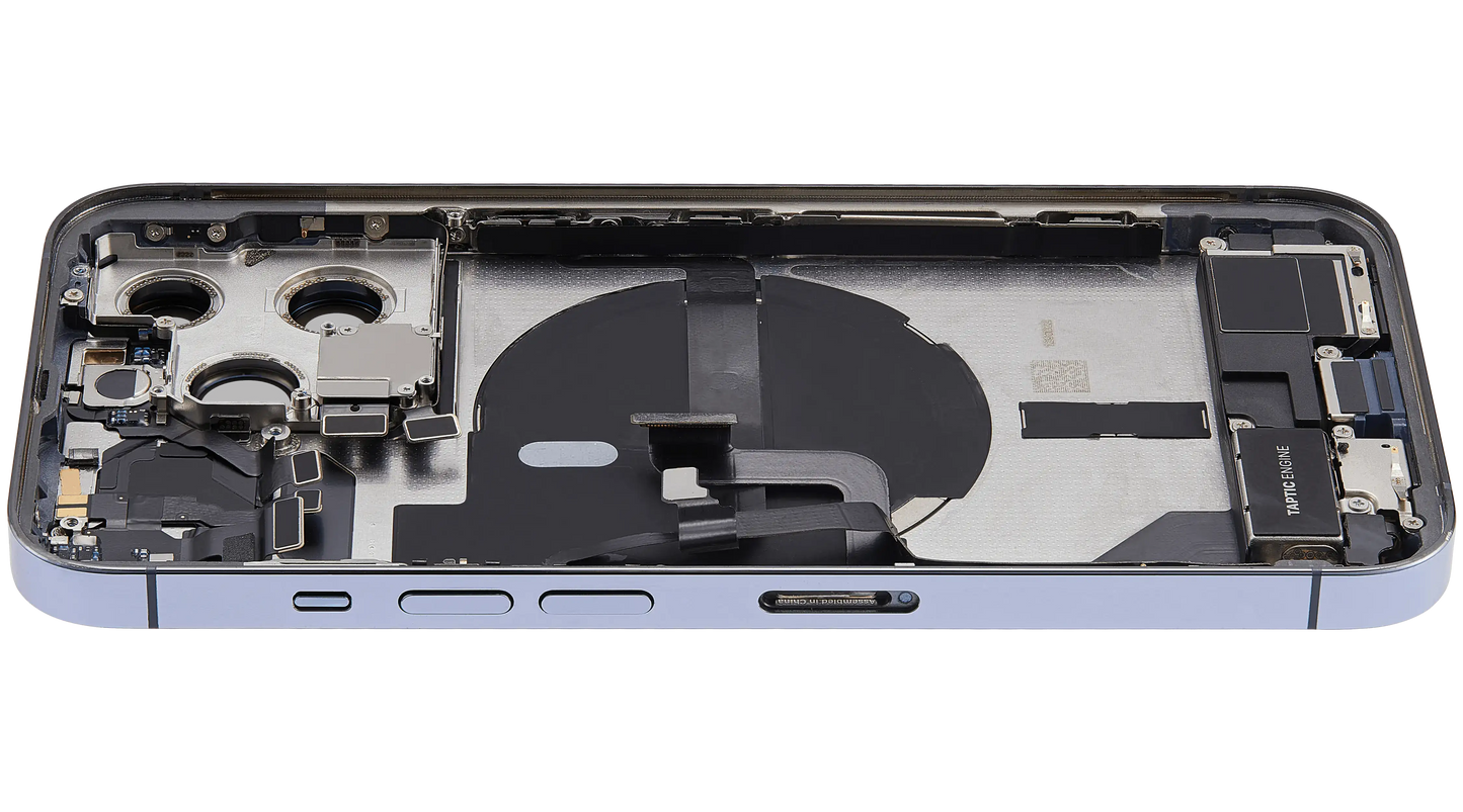 Back Housing W/ Charging Port Flex & Small Parts For iPhone 13 Pro (EU / Global Version) (Used OEM Pull: Grade B) (Sierra Blue)