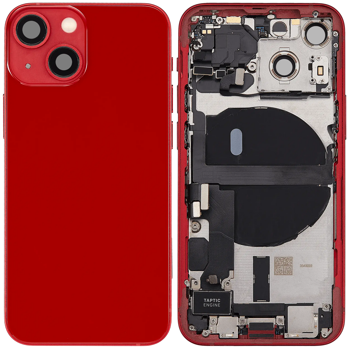 Back Housing W/ Charging Port Flex & Small Parts For iPhone 13 Mini (US Version) (Used OEM Pull: Grade B) (Red)