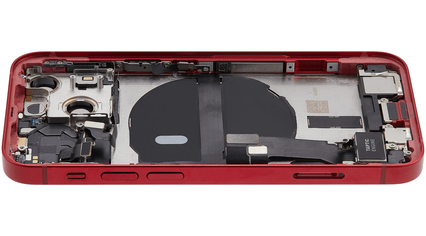 Back Housing W/ Charging Port Flex & Small Parts For iPhone 13 Mini (US Version) (Used OEM Pull: Grade B) (Red)