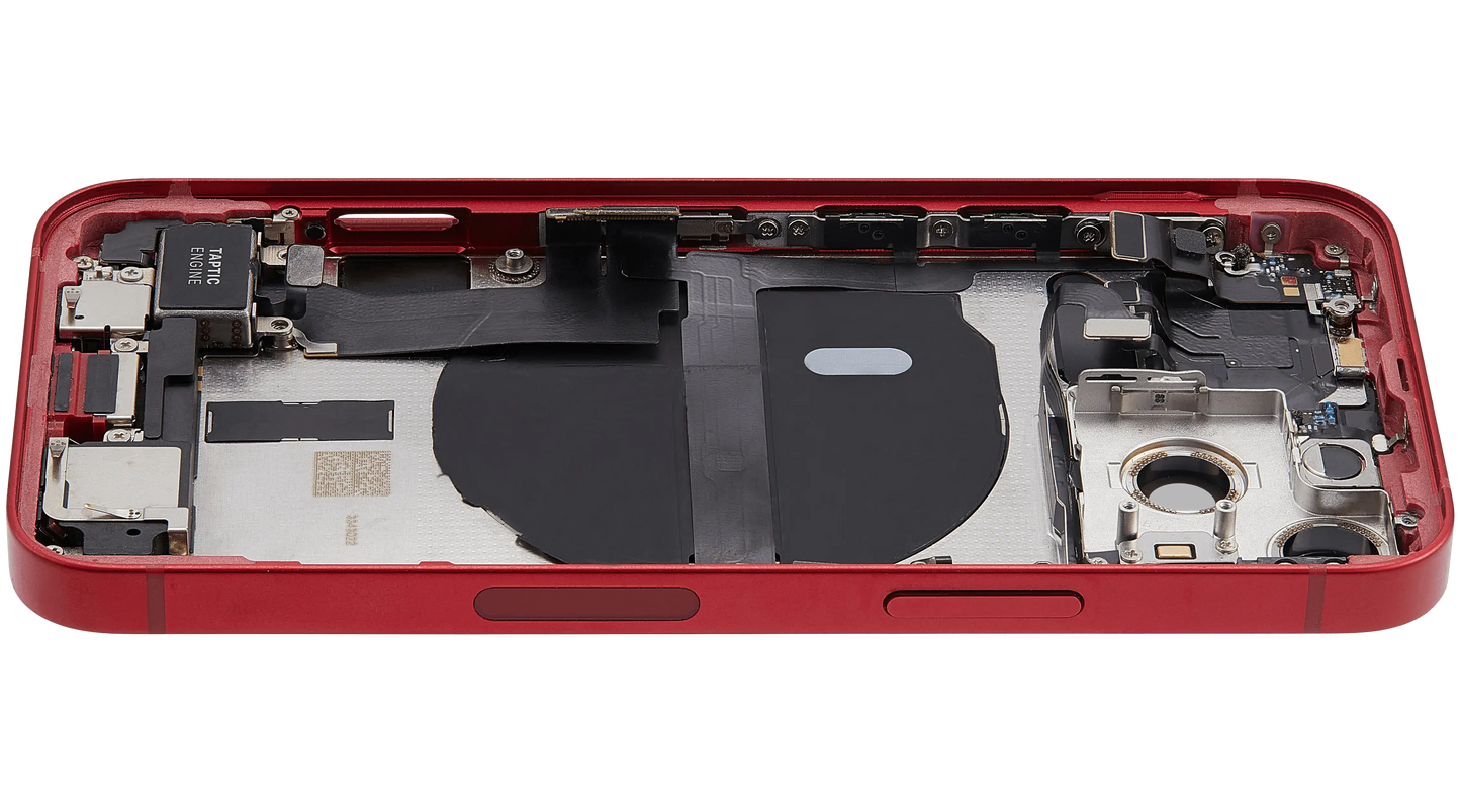 Back Housing W/ Charging Port Flex & Small Parts For iPhone 13 Mini (US Version) (Used OEM Pull: Grade B) (Red)