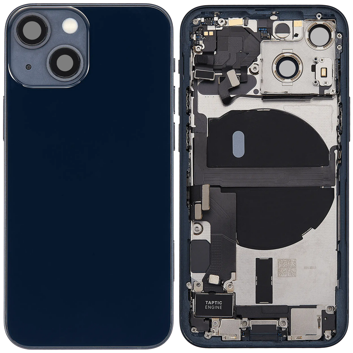 Back Housing W/ Charging Port Flex & Small Parts For iPhone 13 Mini (US Version) (Used OEM Pull: Grade B) (Midnight)