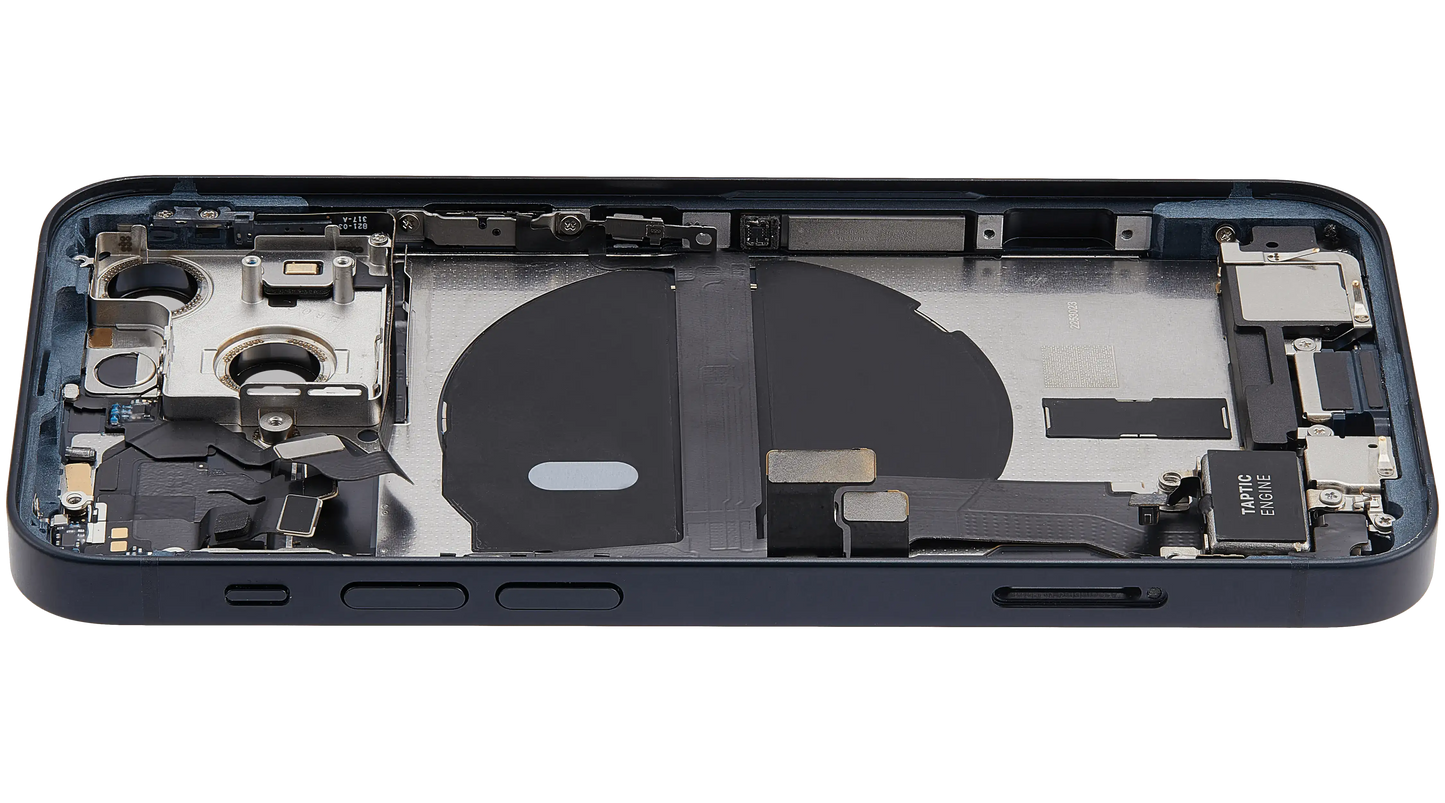 Back Housing W/ Charging Port Flex & Small Parts For iPhone 13 Mini (US Version) (Used OEM Pull: Grade B) (Midnight)