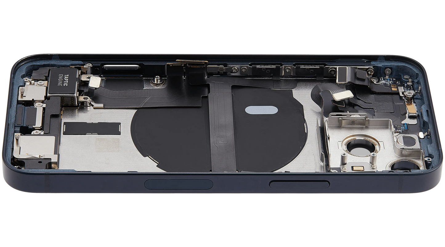 Back Housing W/ Charging Port Flex & Small Parts For iPhone 13 Mini (US Version) (Used OEM Pull: Grade B) (Midnight)