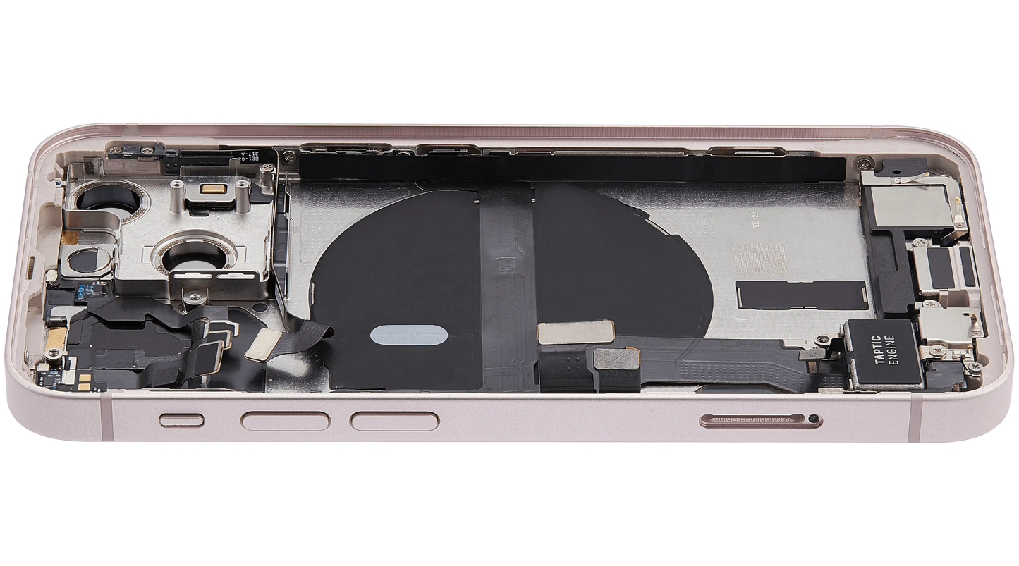 Back Housing W/ Charging Port Flex & Small Parts For iPhone 13 Mini (EU / Global Version) (Used OEM Pull: Grade B) (Pink)