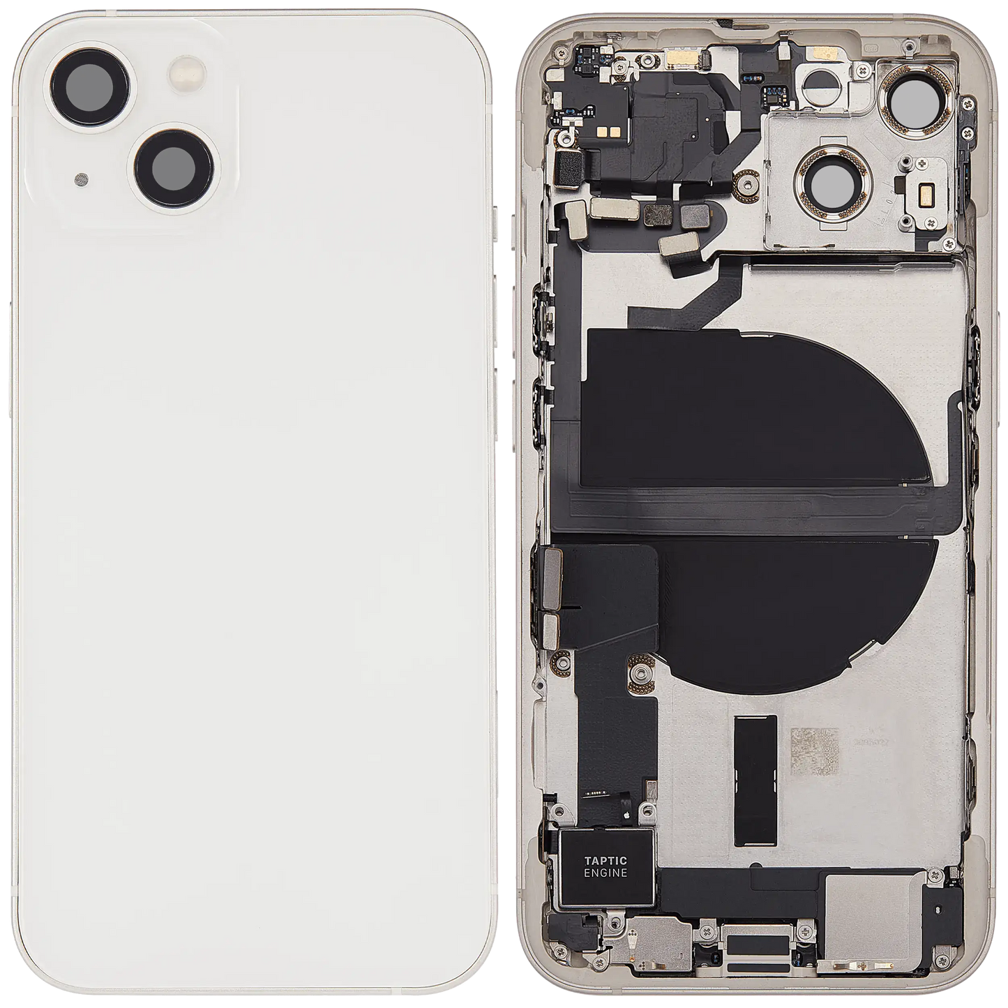 Back Housing W/ Charging Port Flex & Small Parts For iPhone 13 (US Version) (Used OEM Pull: Grade C) (Starlight)
