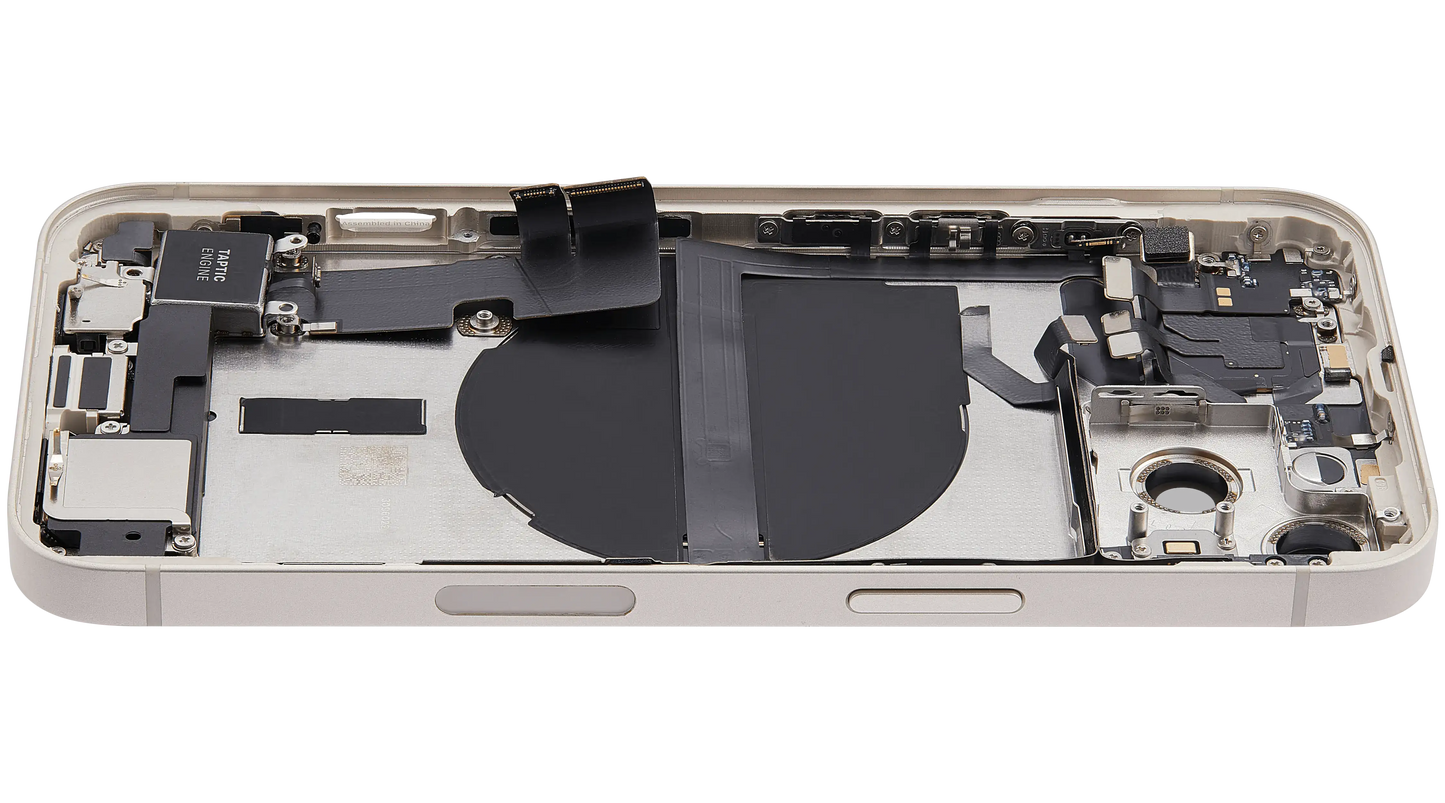 Back Housing W/ Charging Port Flex & Small Parts For iPhone 13 (US Version) (Used OEM Pull: Grade C) (Starlight)