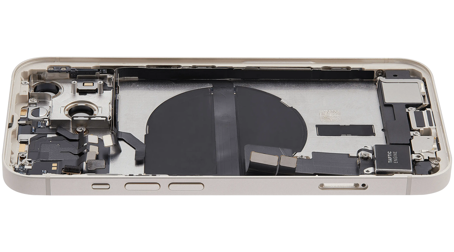 Back Housing W/ Charging Port Flex & Small Parts For iPhone 13 (US Version) (Used OEM Pull: Grade B) (Starlight)