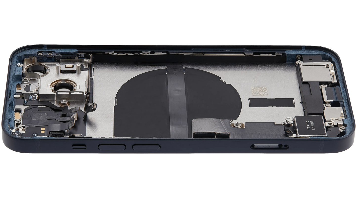 Back Housing W/ Charging Port Flex & Small Parts For iPhone 13 (US Version) (Used OEM Pull: Grade B) (Midnight)