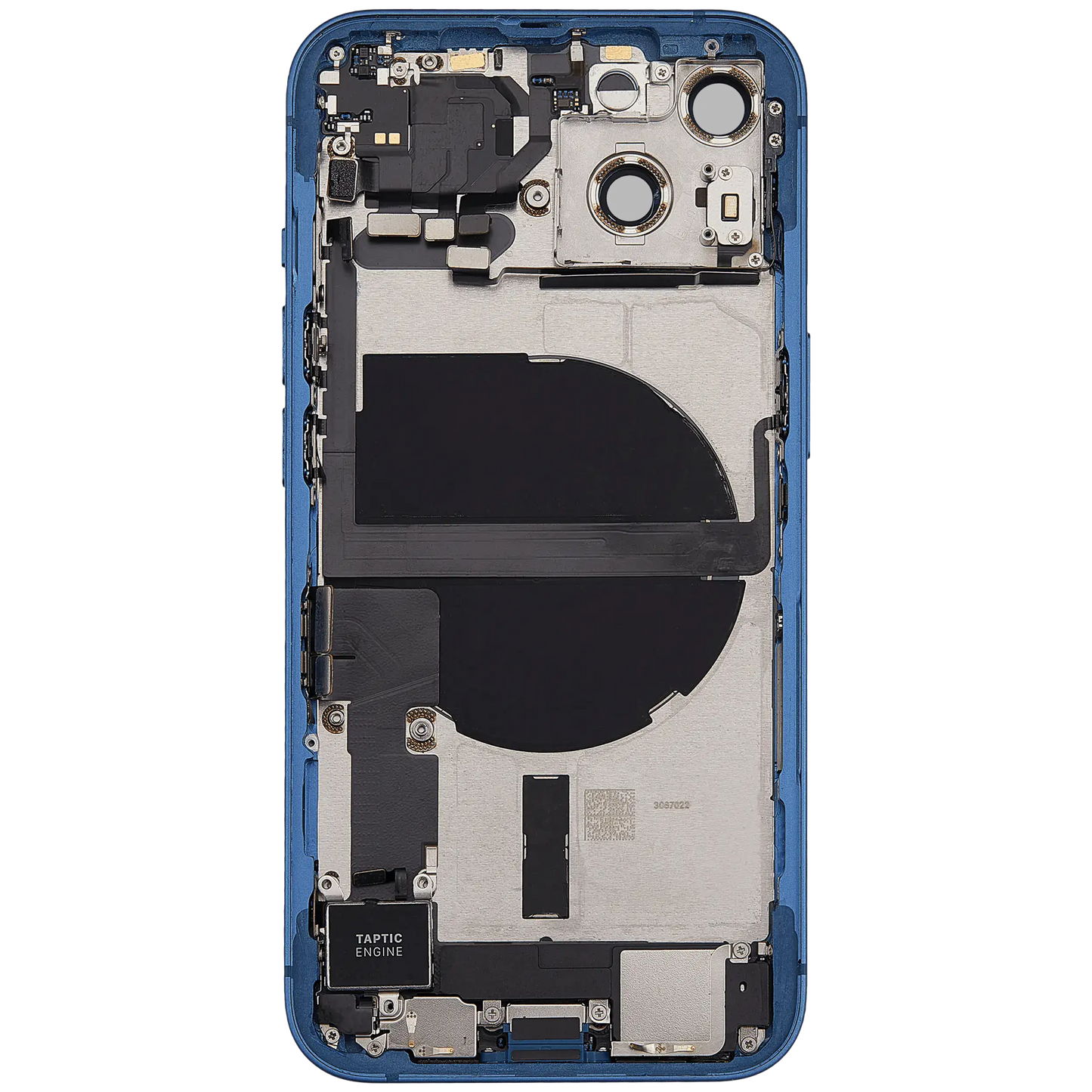 Back Housing W/ Charging Port Flex & Small Parts For iPhone 13 (US Version) (Used OEM Pull: Grade B) (Blue)