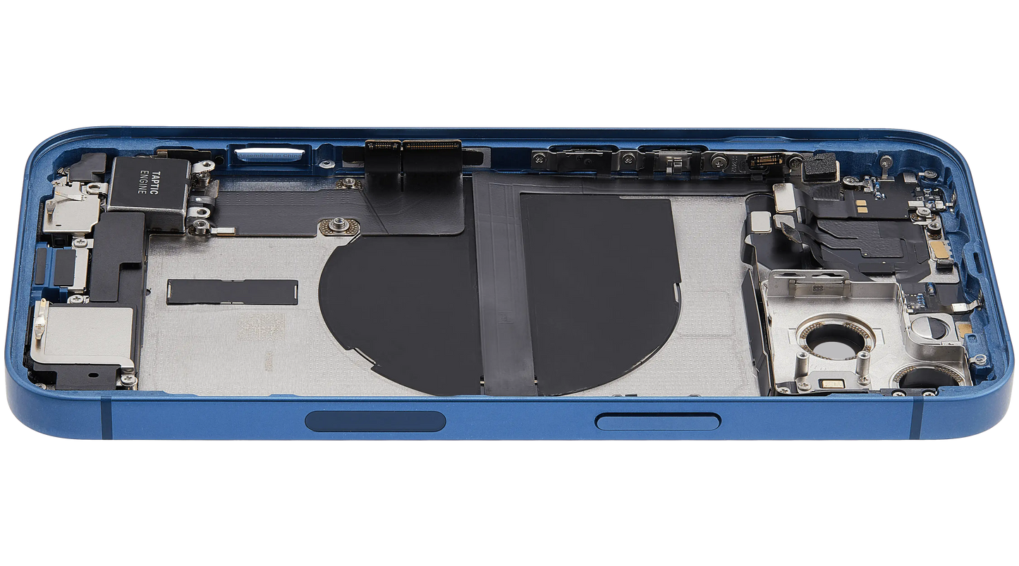 Back Housing W/ Charging Port Flex & Small Parts For iPhone 13 (US Version) (Used OEM Pull: Grade B) (Blue)