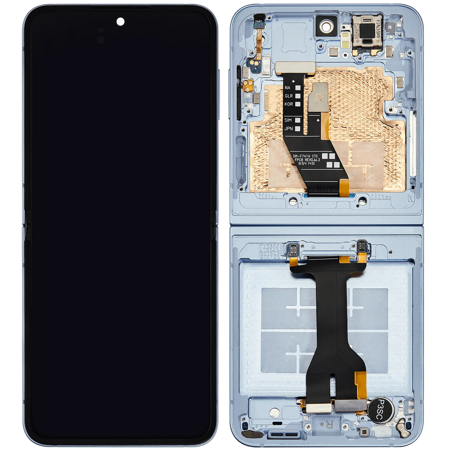 Inner OLED Assembly With Frame Compatible For Samsung Galaxy Z Flip 6 5G (F741) (US & International) (Aftermarket) (Blue)
