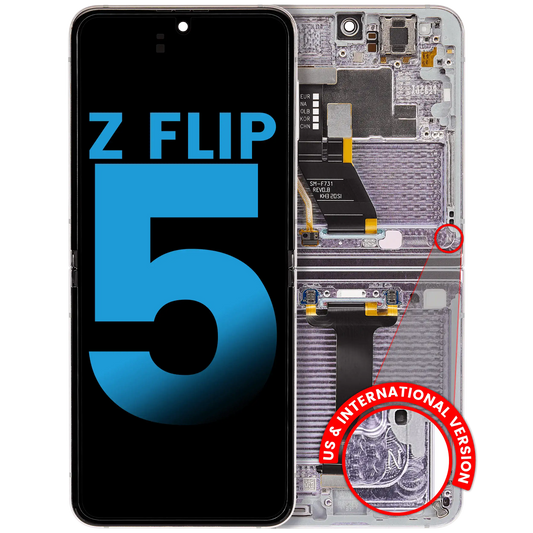 Inner OLED Assembly With Frame Compatible For Samsung Galaxy Z Flip 5 5G (F731) (US & International) (Aftermarket) (Lavender) - View 1 | TechDrip Canada