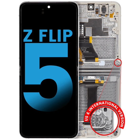 Inner OLED Assembly With Frame Compatible For Samsung Galaxy Z Flip 5 5G (F731) (US & International) (Aftermarket) (Cream) - View 1 | TechDrip Canada