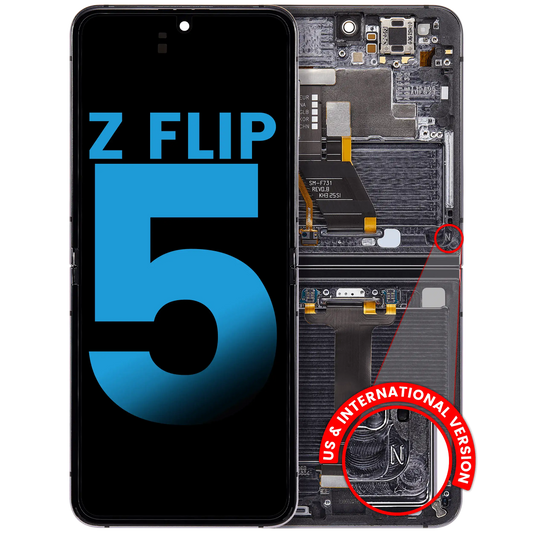 Inner OLED Assembly With Frame Compatible For Samsung Galaxy Z Flip 5 5G (F731) (US & International) (Aftermarket) (Graphite) - View 1 | TechDrip Canada