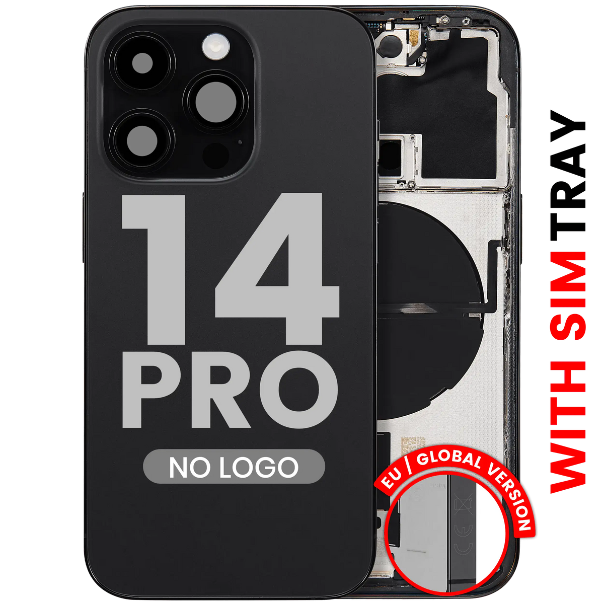 Back Housing W/ Small Parts For iPhone 14 Pro (EU / Global Version) (Aftermarket Plus) (Space Black)