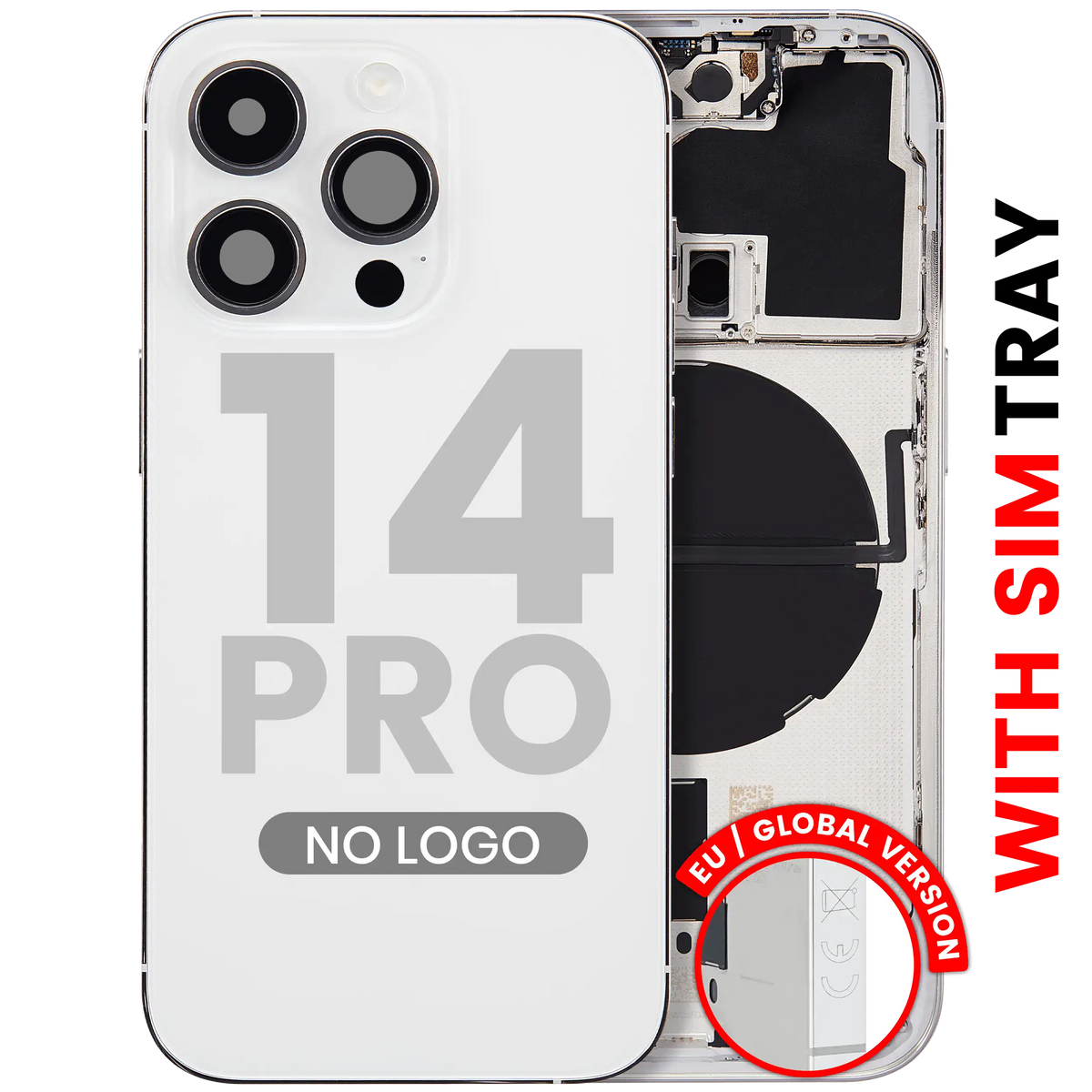 Back Housing W/ Small Parts For iPhone 14 Pro (EU / Global Version) (Aftermarket Plus) (Silver)
