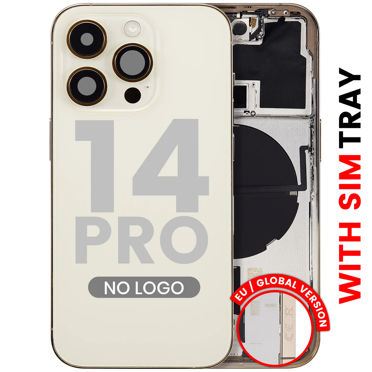 Back Housing W/ Small Parts For iPhone 14 Pro (EU / Global Version) (Aftermarket Plus) (Gold)