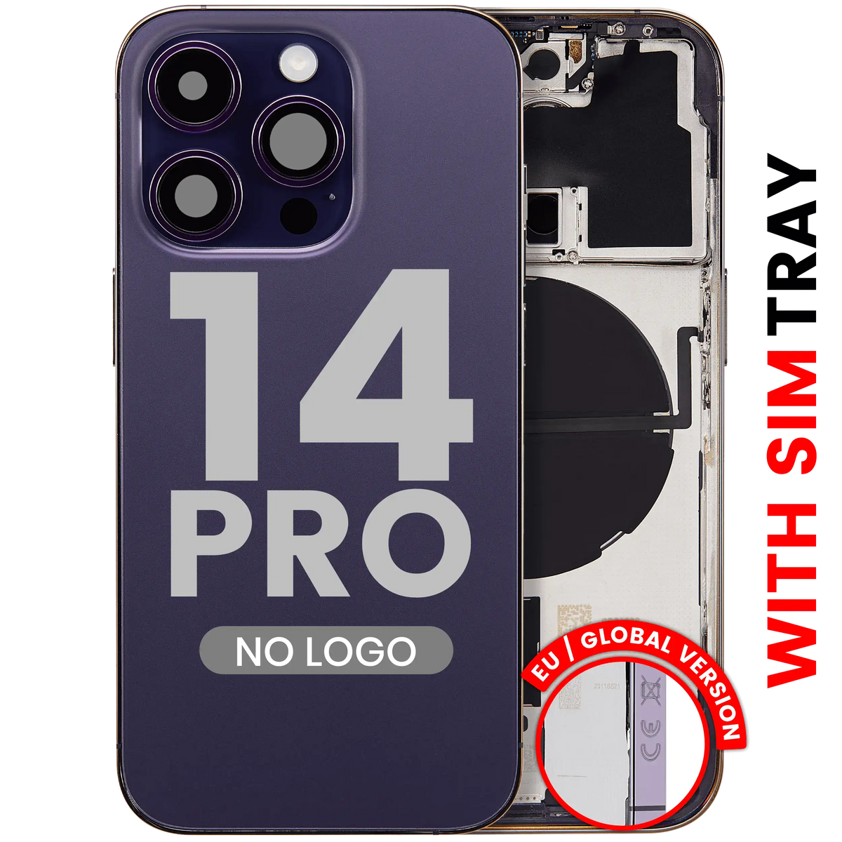 Back Housing W/ Small Parts For iPhone 14 Pro (EU / Global Version) (Aftermarket Plus) (Deep Purple)
