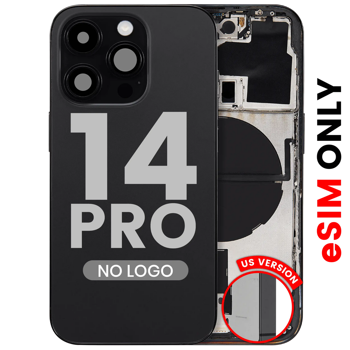Back Housing W/ Small Parts For iPhone 14 Pro (US Version) (Aftermarket Plus) (Space Black)