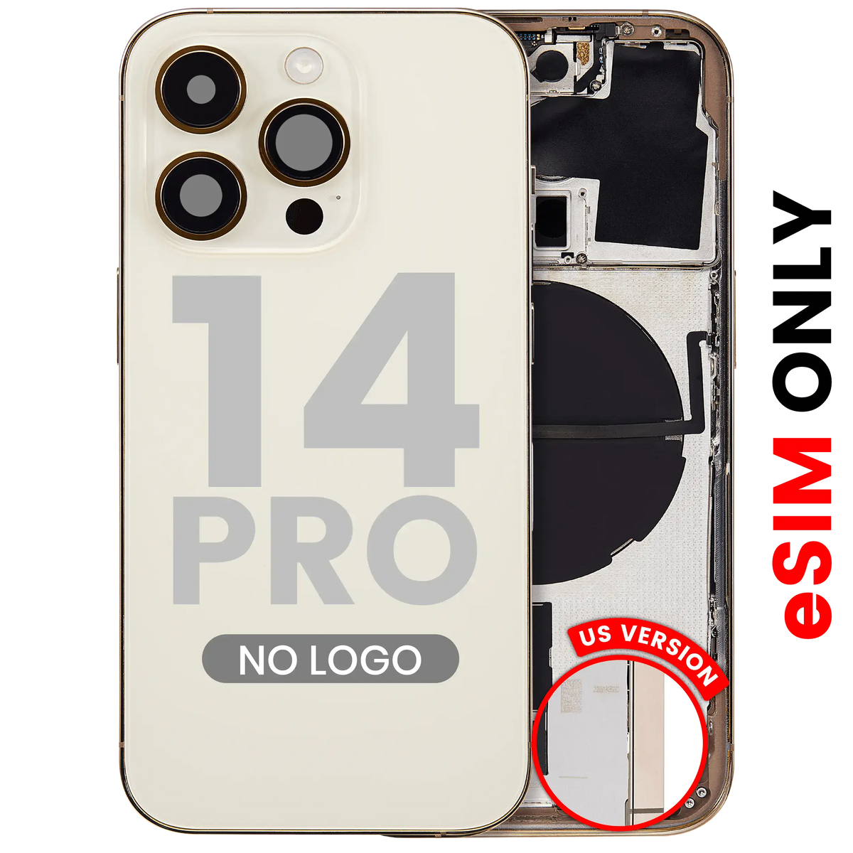 Back Housing W/ Small Parts For iPhone 14 Pro (US Version) (Aftermarket Plus) (Gold)