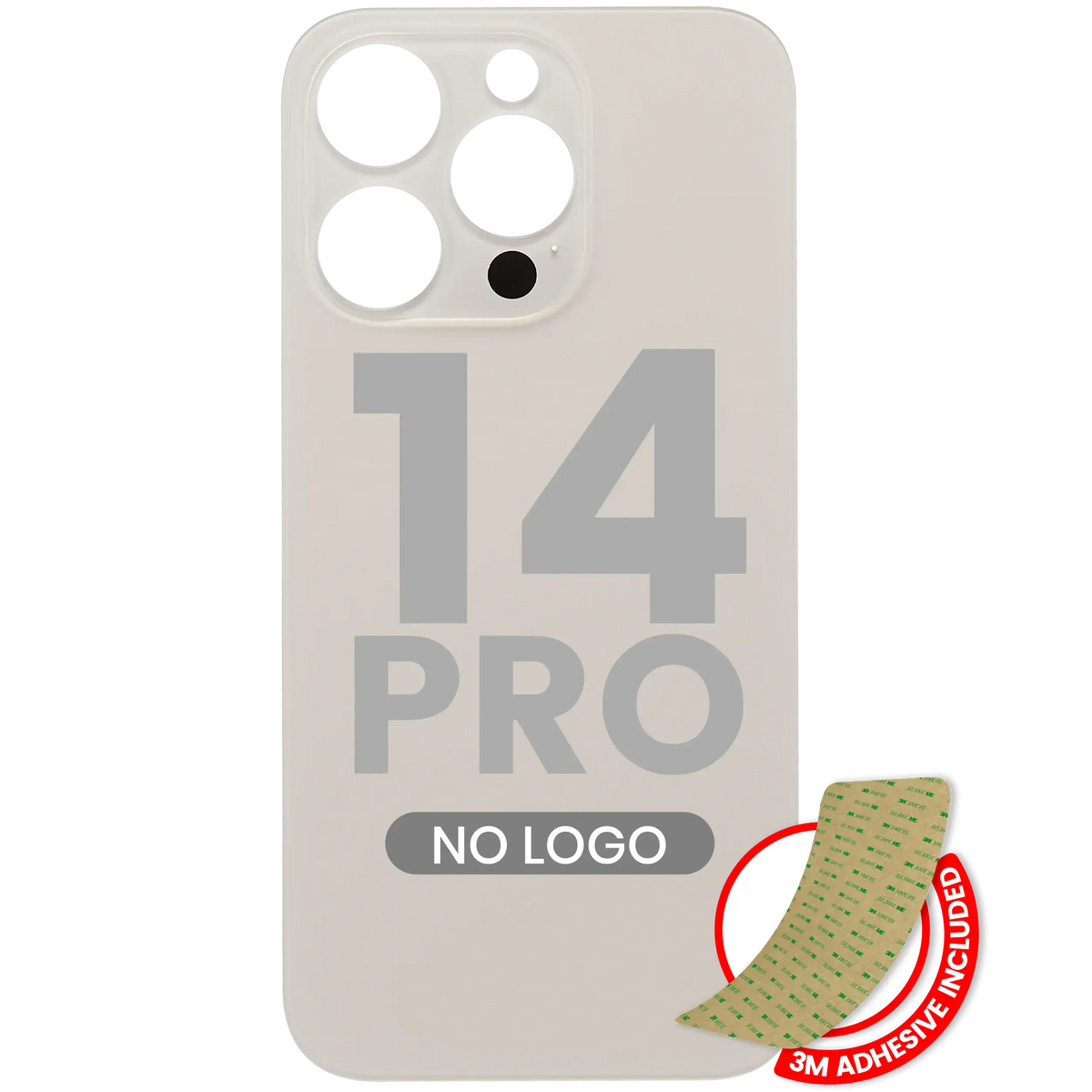 Back Glass With 3M Adhesive For iPhone 14 Pro (No Logo / Large Camera Hole) (Gold)