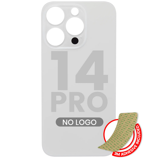 Back Glass With 3M Adhesive For iPhone 14 Pro (No Logo / Large Camera Hole) (Silver)