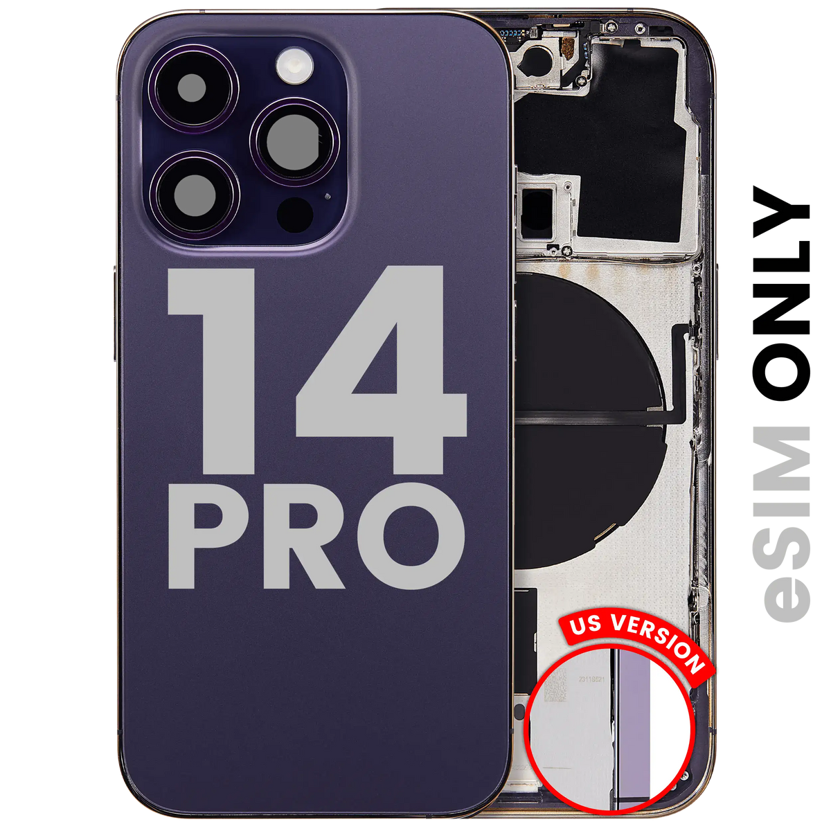 Back Housing W/ Small Parts For iPhone 14 Pro (US Version) (Used OEM Pull: Grade C) (Deep Purple)