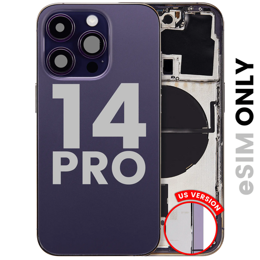 Back Housing W/ Small Parts For iPhone 14 Pro (US Version) (Used OEM Pull: Grade C) (Deep Purple)