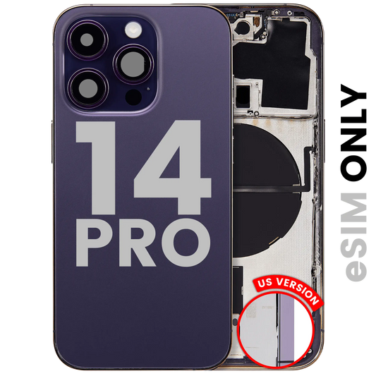 Back Housing W/ Small Parts For iPhone 14 Pro (US Version) (Used OEM Pull: Grade B) (Deep Purple)