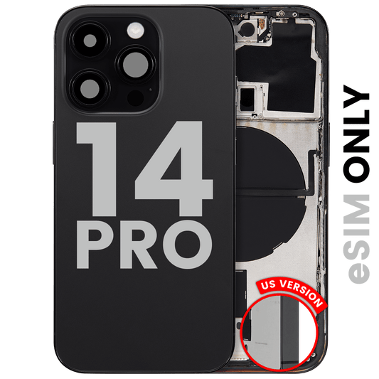 Back Housing W/ Small Parts For iPhone 14 Pro (US Version) (Used OEM Pull: Grade B) (Space Black)