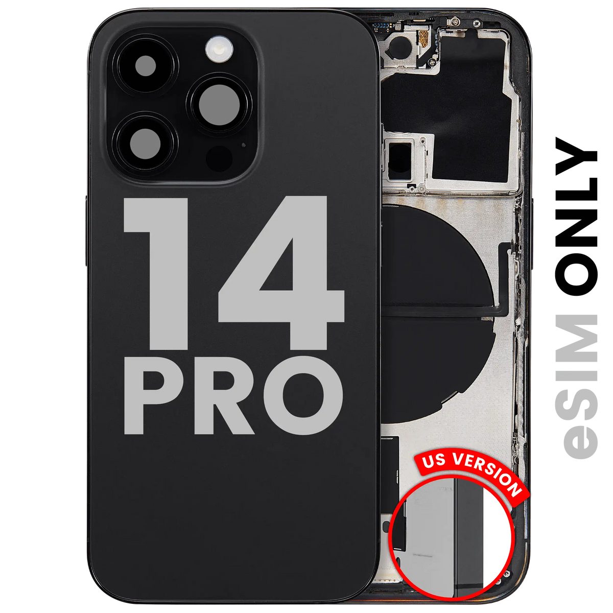 Back Housing W/ Small Parts For iPhone 14 Pro (US Version) (Used OEM Pull: Grade A) (Space Black)