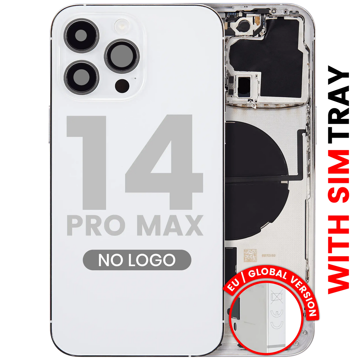 Back Housing W/ Small Parts For iPhone 14 Pro Max (EU / Global Version) (Aftermarket Plus) (Silver)