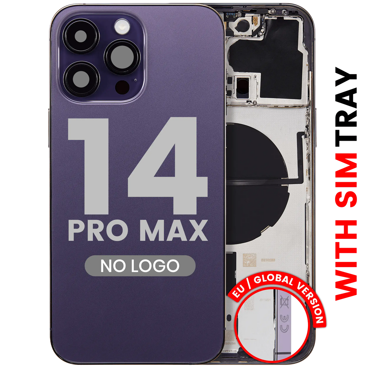 Back Housing W/ Small Parts For iPhone 14 Pro Max (EU / Global Version) (Aftermarket Plus) (Deep Purple)