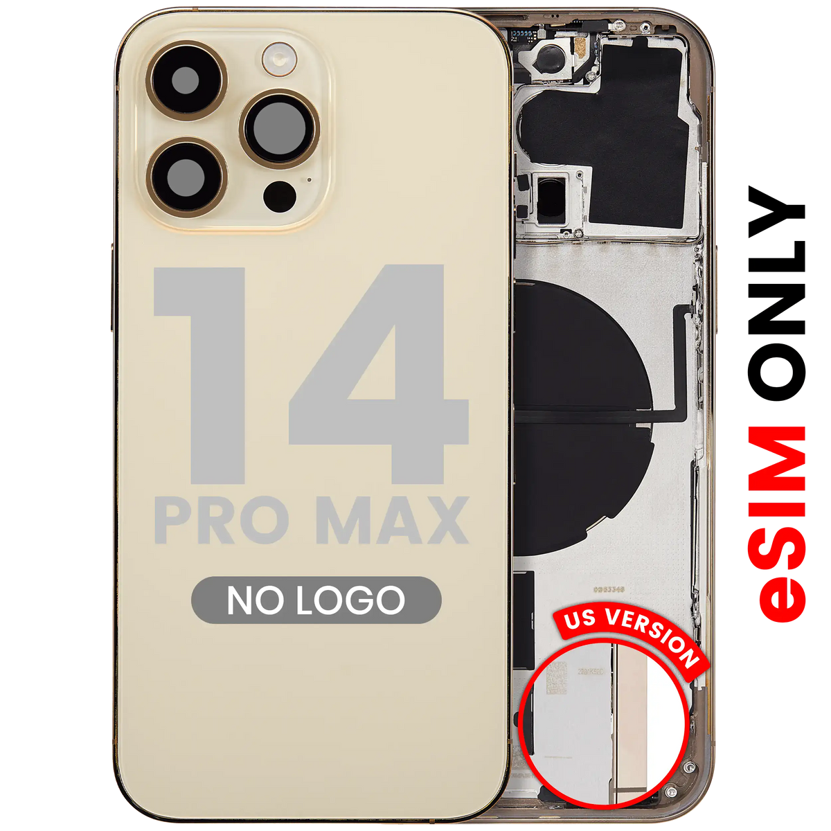 Back Housing W/ Small Parts For iPhone 14 Pro Max (US Version) (Aftermarket Plus) (Gold)