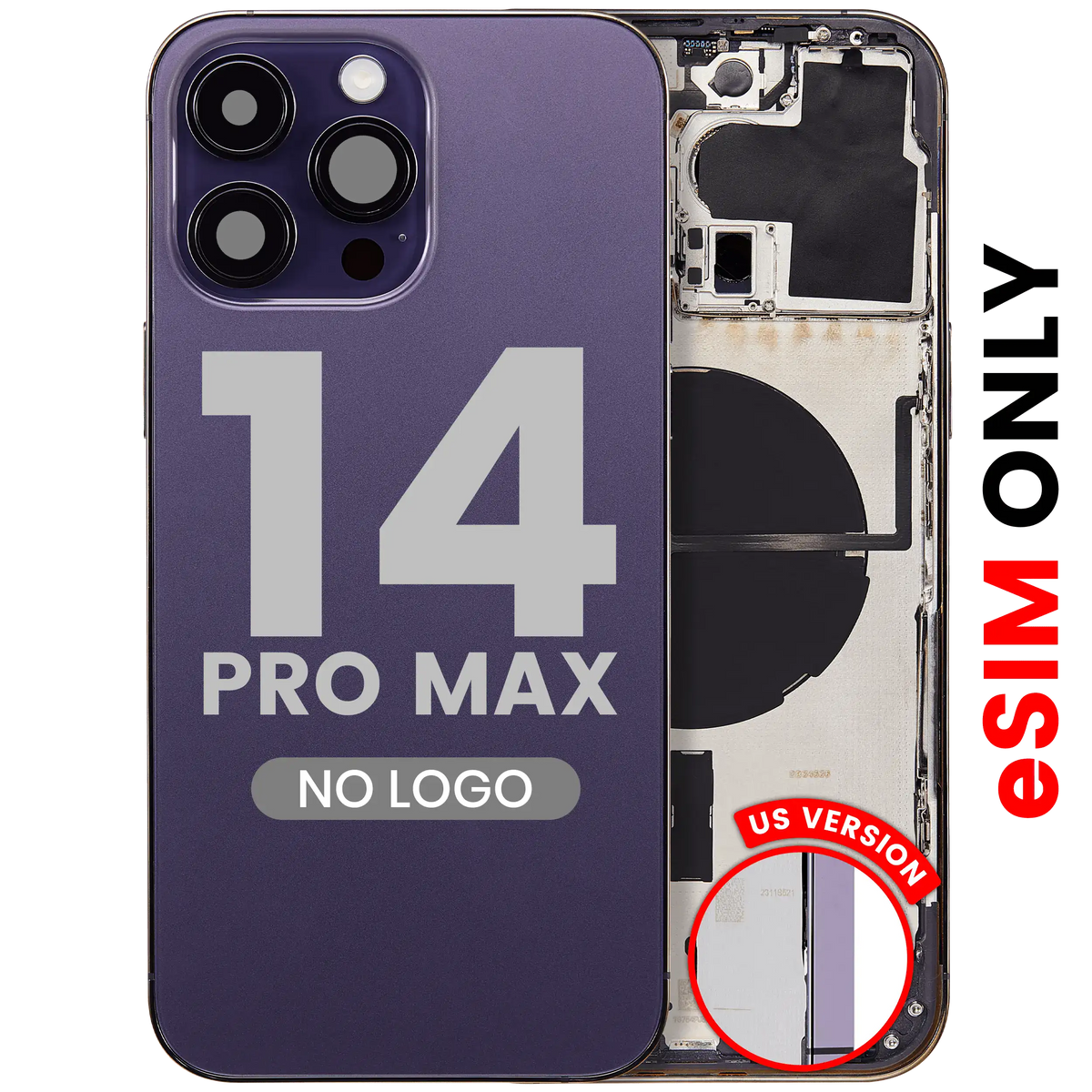 Back Housing W/ Small Parts For iPhone 14 Pro Max (US Version) (Aftermarket Plus) (Deep Purple)