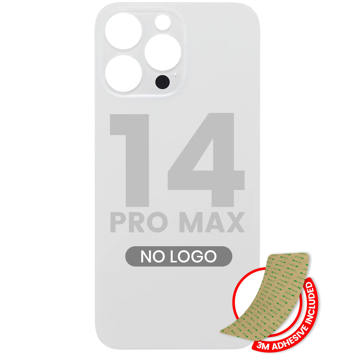 Back Glass With 3M Adhesive For iPhone 14 Pro Max (No Logo / Large Camera Hole) (Silver)