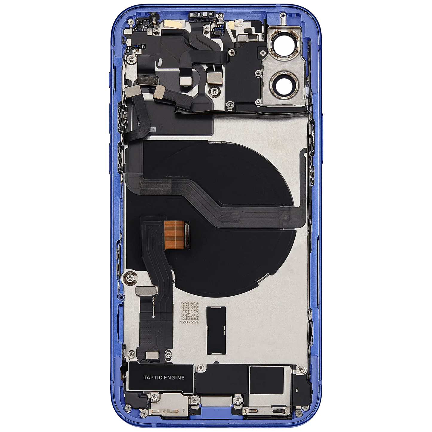Back Housing W/ Charging Port Flex & Small Parts For iPhone 12 (US Version) (Used OEM Pull: Grade A) (Blue)