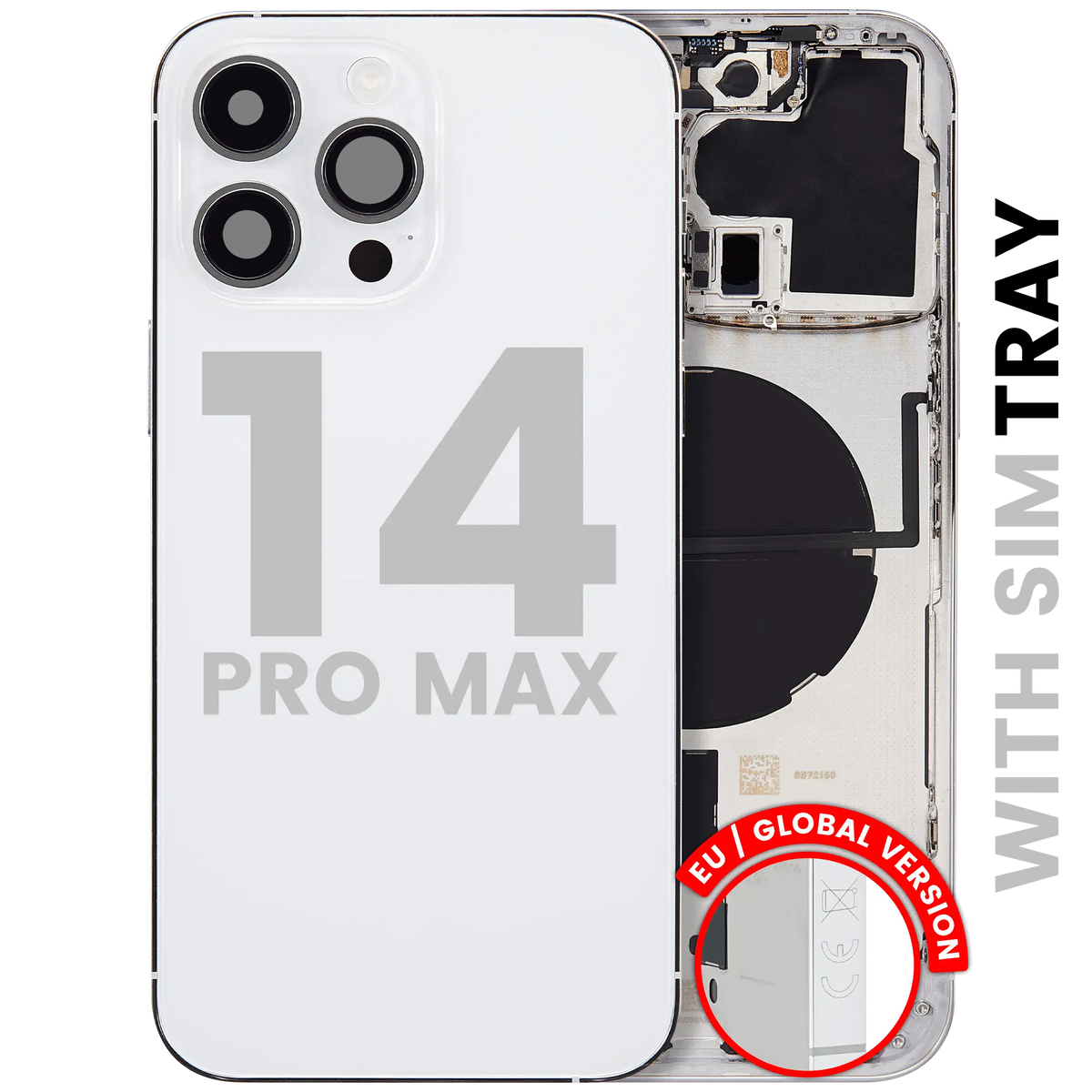 Back Housing W/ Small Parts For iPhone 14 Pro Max (EU / Global Version) (Used OEM Pull: Grade A) (Silver)