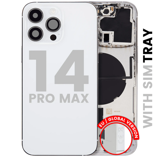 Back Housing W/ Small Parts For iPhone 14 Pro Max (EU / Global Version) (Used OEM Pull: Grade A) (Silver)