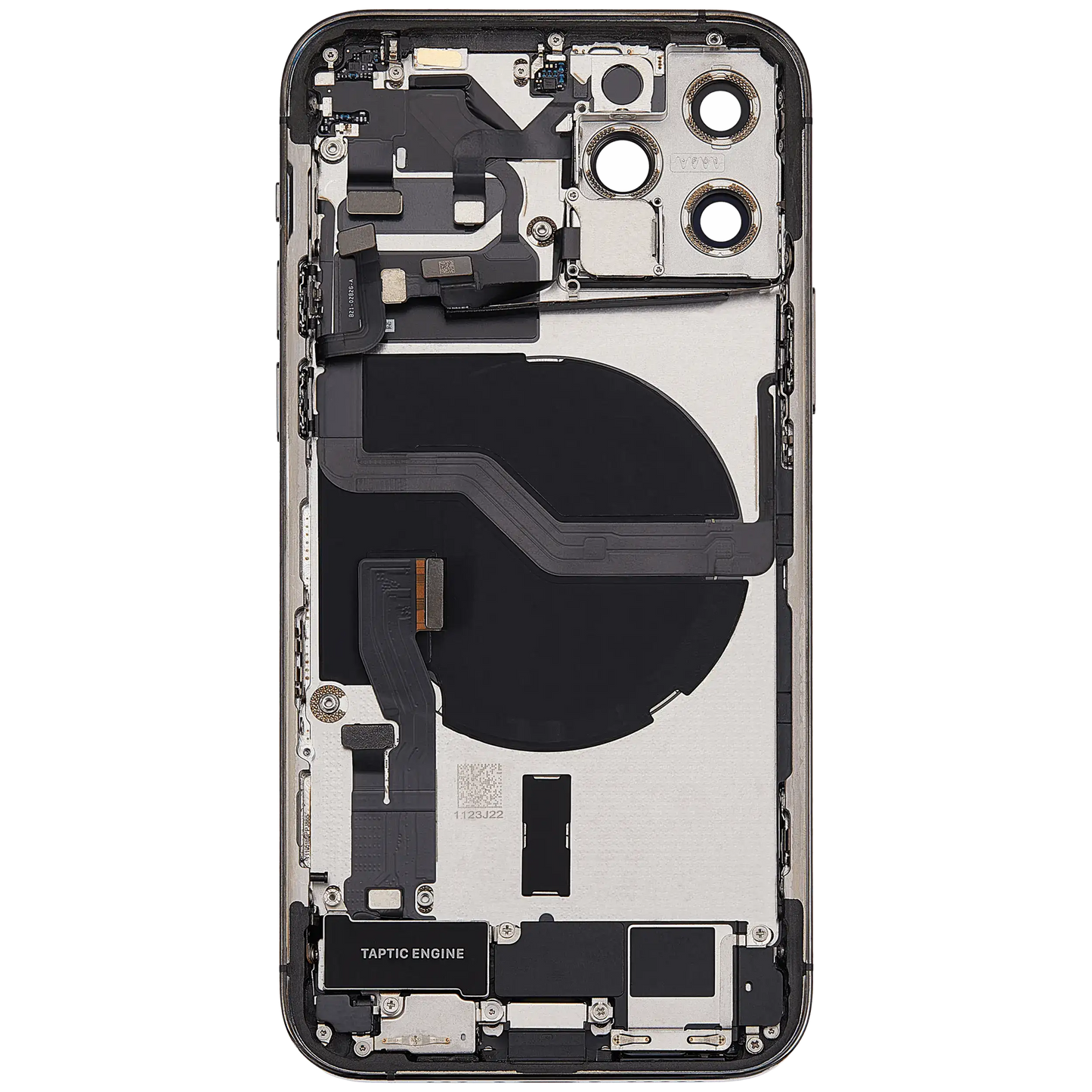 Back Housing W/ Charging Port Flex & Small Parts For iPhone 12 Pro (EU / Global Version) (Used OEM Pull: Grade A) (Graphite)